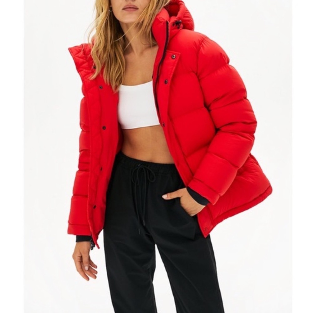 Brand new TNA super puff jacket in red